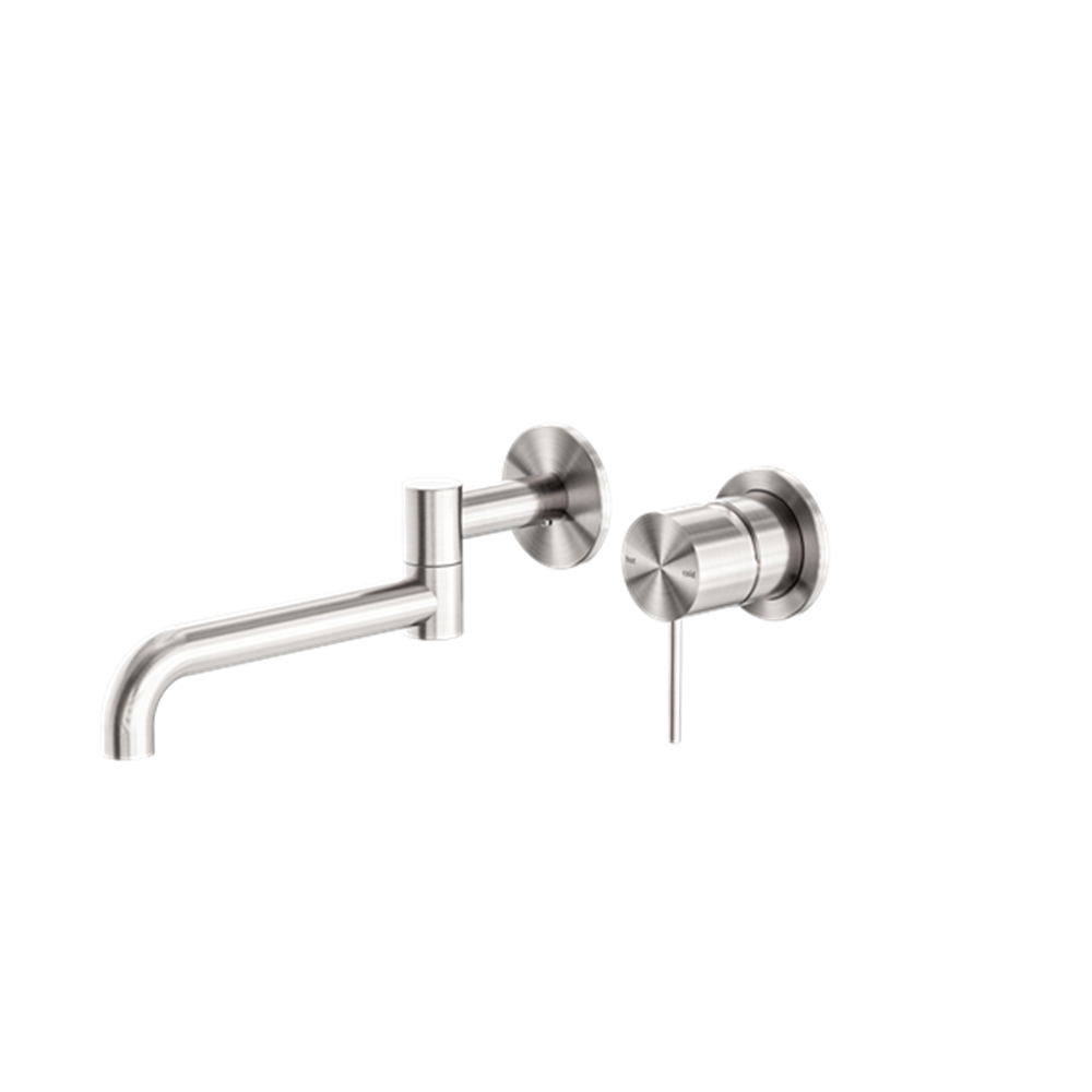 MECCA WALL BASIN/BATH MIXER SWIVEL SPOUT 225MM BRUSHED NICKEL (NR221910RBN)