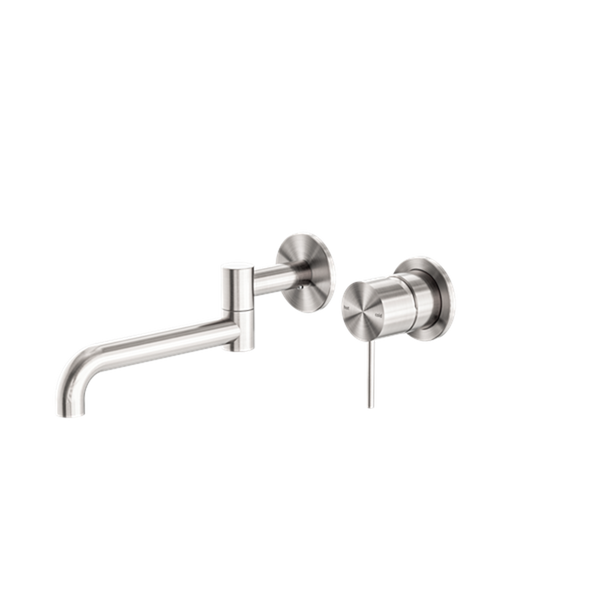 MECCA WALL BASIN/BATH MIXER SWIVEL SPOUT 225MM BRUSHED NICKEL (NR221910RBN)