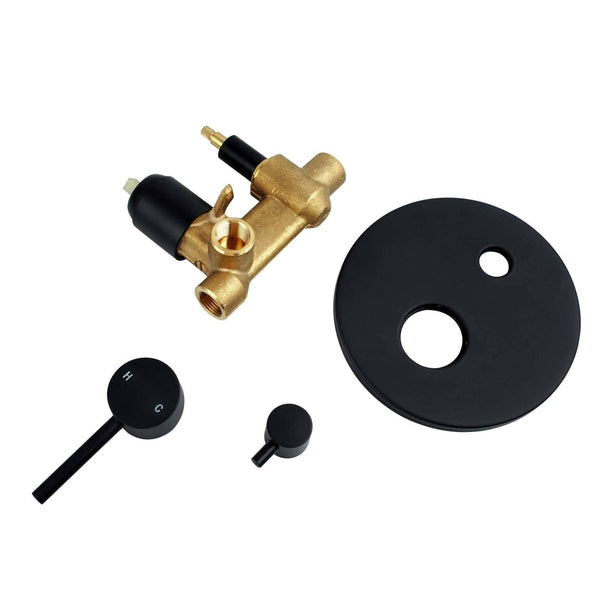 TSI Mixer Taps OX0125-2.ST LUCID PIN ROUND MATTE BLACK SHOWER/BATH MIXER DIVERTER
