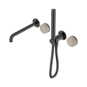 SERENITY PROGRESSIVE SHOWER SYSTEM WITH SPOUT WITH ROME TRAVERTINE HANDLE AND SLIM SHOWER GUN METAL (24E009GM)