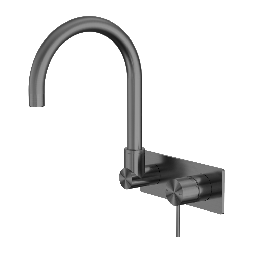 MECCA WALL BASIN/BATH MIXER SWIVEL SPOUT GUN METAL (NR221910QGM)