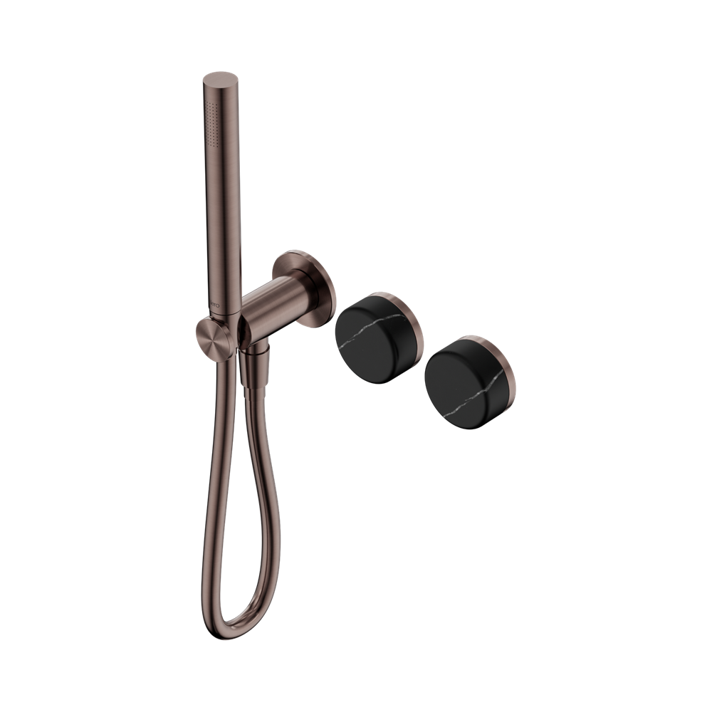 SERENITY PROGRESSIVE SHOWER SYSTEM WITH MARQUINA BLACK HANDLE AND SLIM SHOWER BRUSHED BRONZE (24E131BZ)