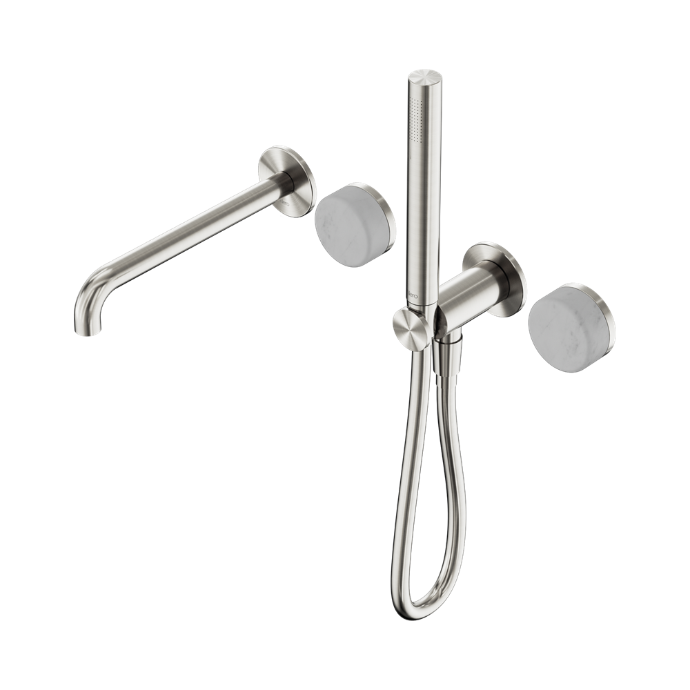 SERENITY PROGRESSIVE SHOWER SYSTEM WITH SPOUT WITH CARRARA HANDLE AND SLIM SHOWER BRUSHED NICKEL (24E007BN)