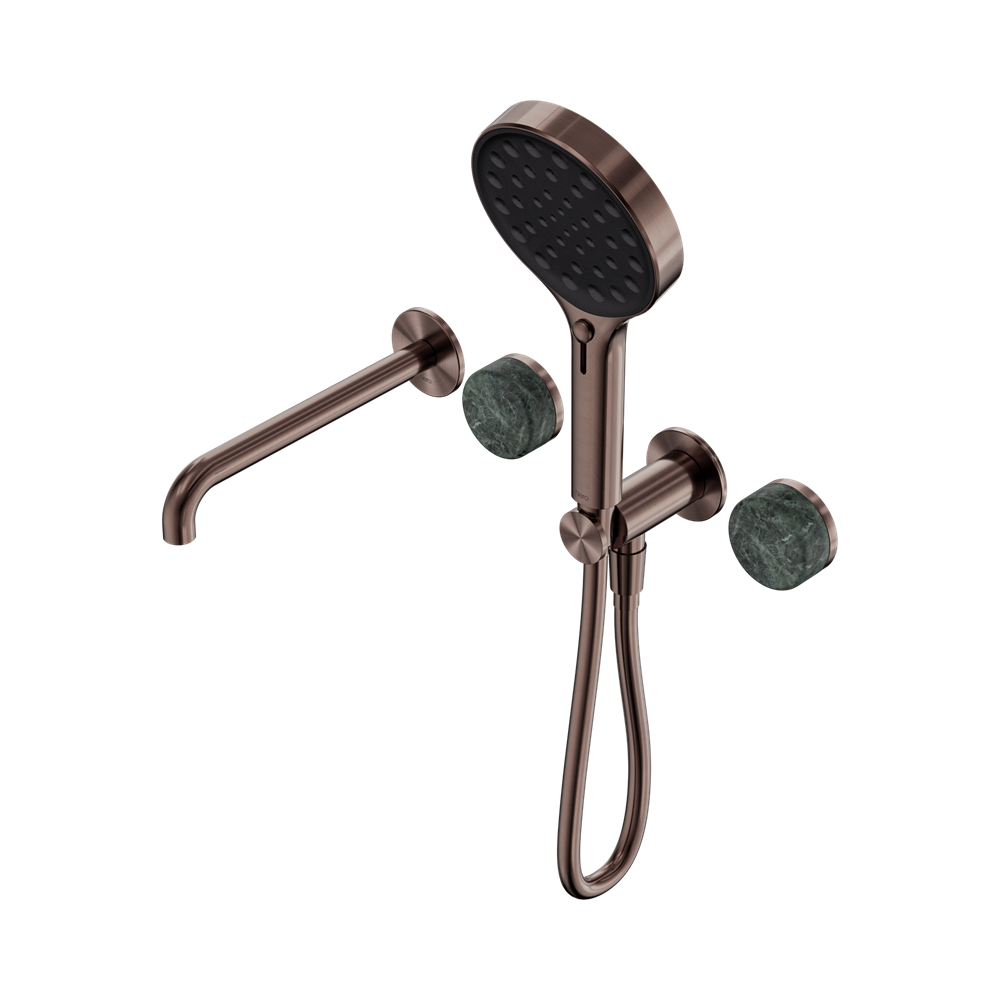 SERENITY PROGRESSIVE SHOWER SYSTEM WITH SPOUT WITH VERDE ALPI HANDLE AND SERENITY HAND SHOWER BRUSHED BRONZE (24E014BZ)
