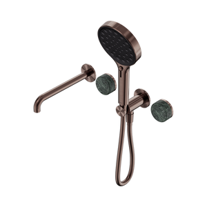 SERENITY PROGRESSIVE SHOWER SYSTEM WITH SPOUT WITH VERDE ALPI HANDLE AND SERENITY HAND SHOWER BRUSHED BRONZE (24E014BZ)