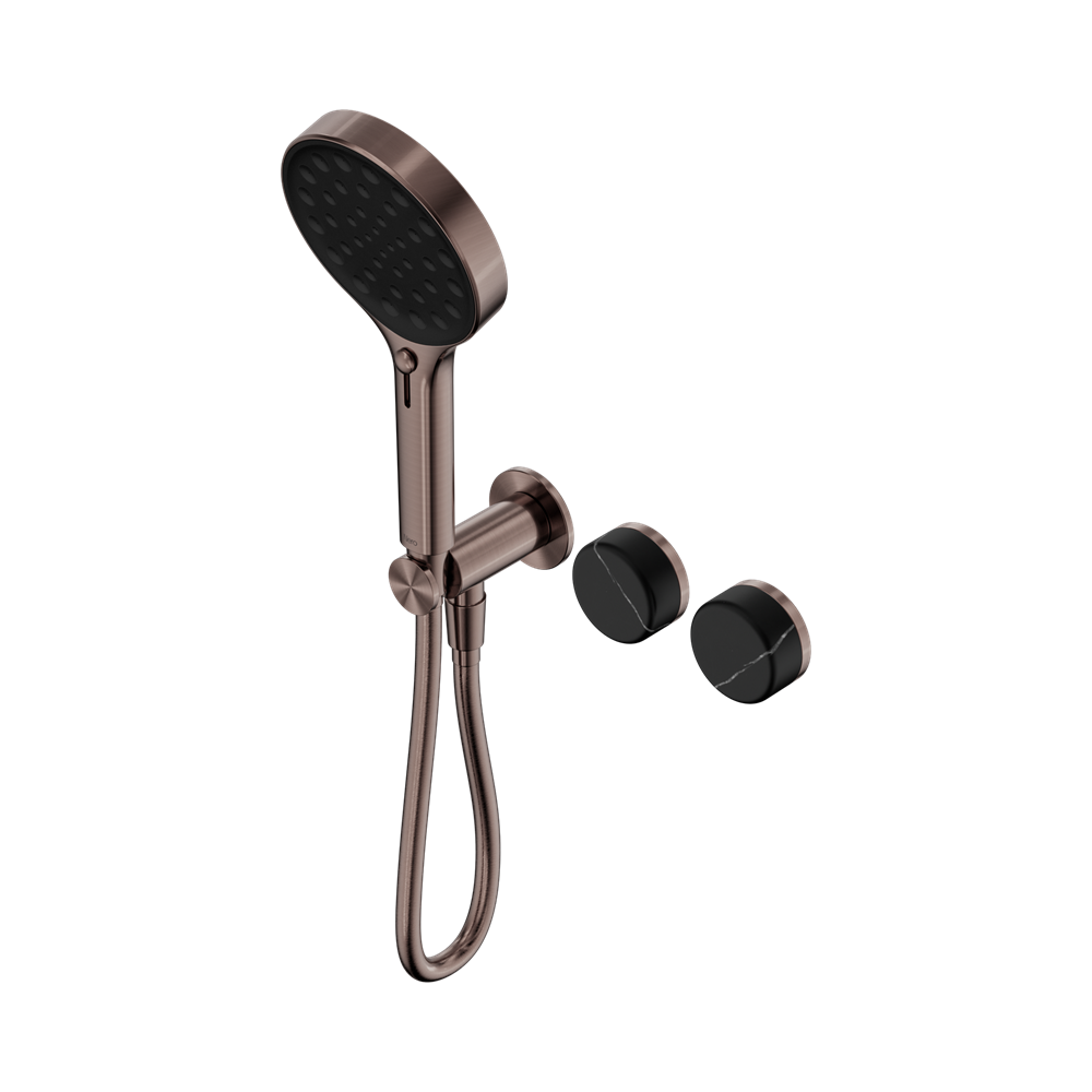 SERENITY PROGRESSIVE SHOWER SYSTEM WITH MARQUINA BLACK HANDLE AND SERENITY HAND SHOWER BRUSHED BRONZE (24E132BZ)