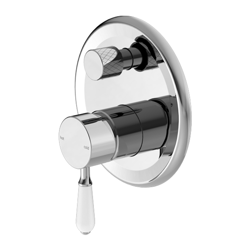 YORK SHOWER MIXER WITH DIVERTOR WITH WHITE PORCELAIN LEVER CHROME (NR692109A01CH)
