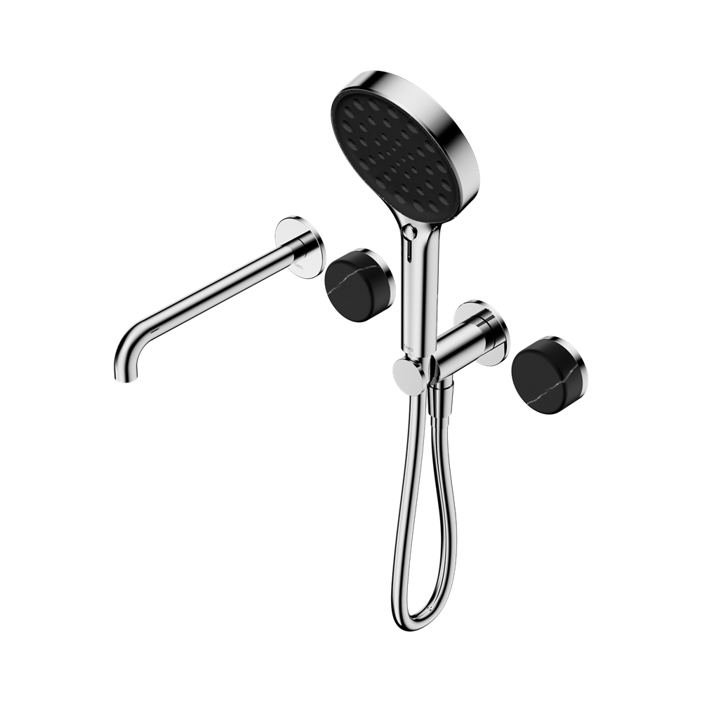 SERENITY PROGRESSIVE SHOWER SYSTEM WITH SPOUT WITH MARQUINA BLACK HANDLE AND SERENITY HAND SHOWER CHROME (24E130CH)