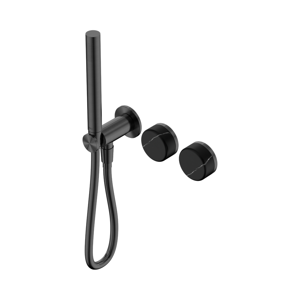 SERENITY PROGRESSIVE SHOWER SYSTEM WITH MARQUINA BLACK HANDLE AND SLIM SHOWER GUN METAL (24E131GM)