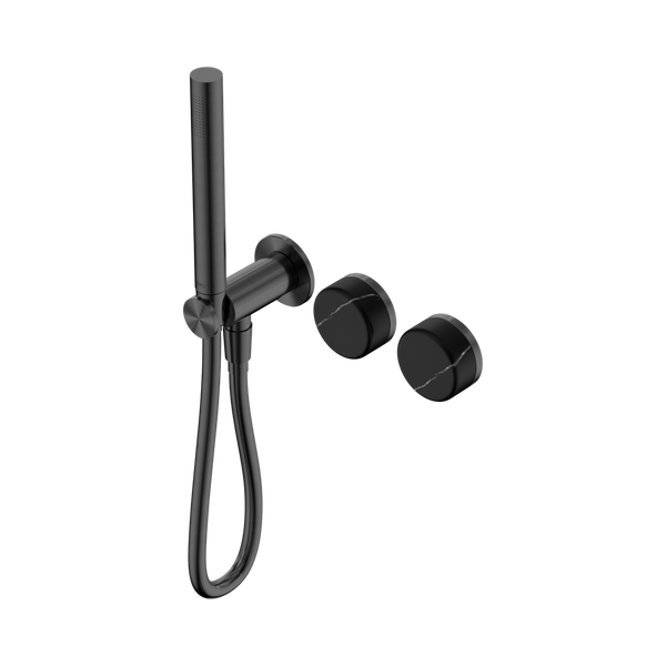 SERENITY PROGRESSIVE SHOWER SYSTEM WITH MARQUINA BLACK HANDLE AND SLIM SHOWER GUN METAL (24E131GM)