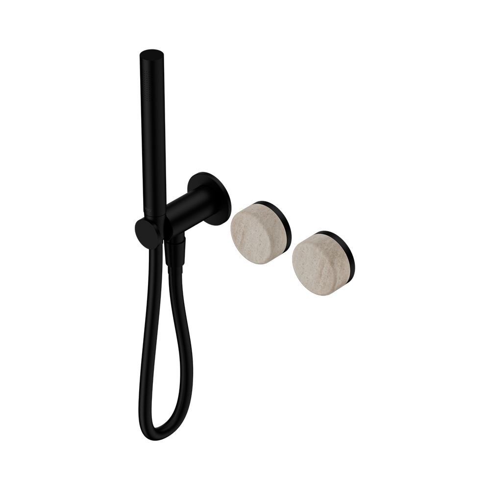 SERENITY PROGRESSIVE SHOWER SYSTEM WITH ROME TRAVERTINE HANDLE AND SLIM SHOWER MATTE BLACK (24E021MB)