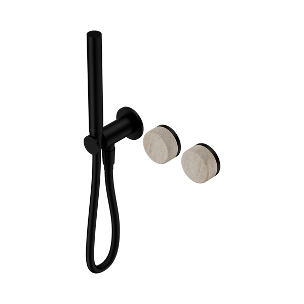 SERENITY PROGRESSIVE SHOWER SYSTEM WITH ROME TRAVERTINE HANDLE AND SLIM SHOWER MATTE BLACK (24E021MB)