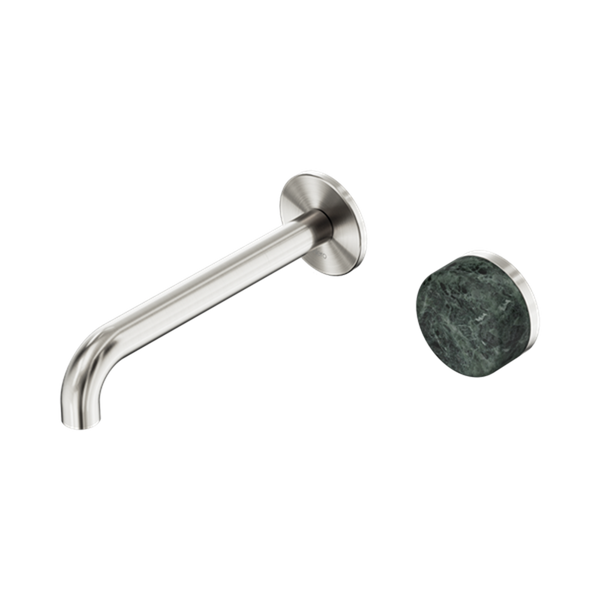 Serenity Progressive Wall Basin Mixer 160/185/220mm Spout With Verde Alpi Handle Brushed Nickel