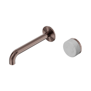 Serenity Progressive Wall Basin Mixer 160/185/220mm Spout With Carrara Handle Brushed Bronze