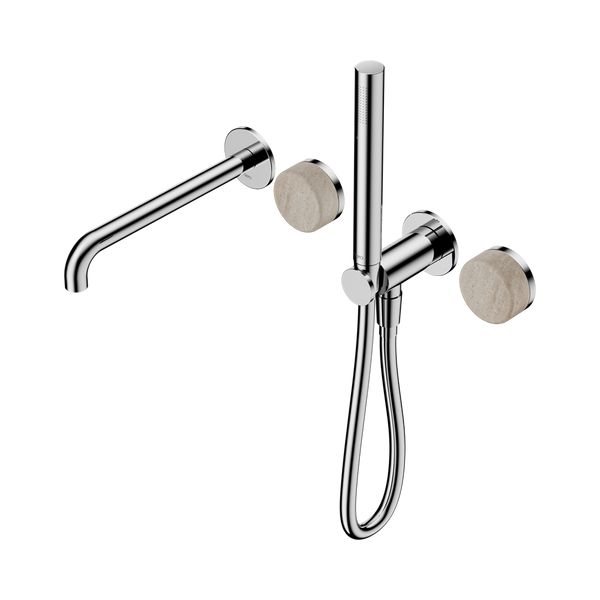 SERENITY PROGRESSIVE SHOWER SYSTEM WITH SPOUT WITH ROME TRAVERTINE HANDLE AND SLIM SHOWER CHROME (24E009CH)