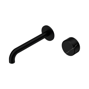 Serenity Progressive Wall Basin Mixer 160/185/220mm Spout With Marquina Black Handle Matte Black