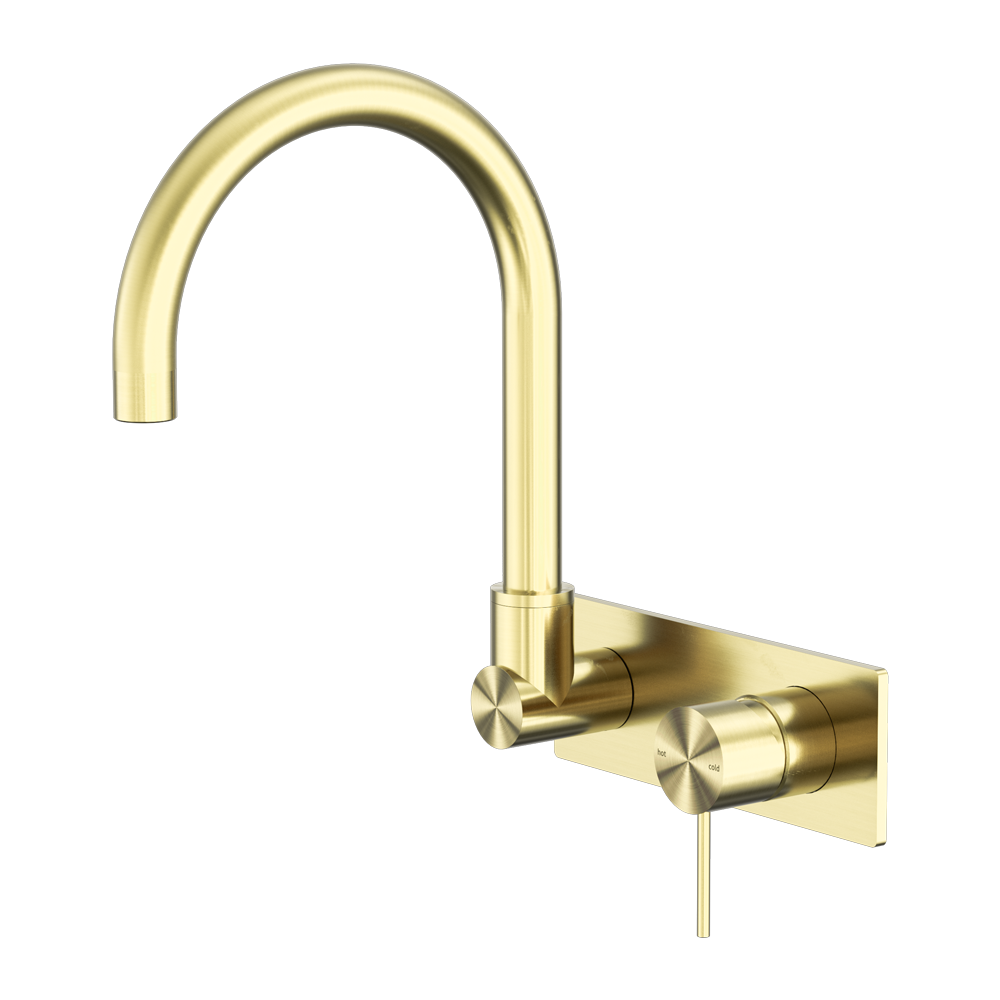 MECCA WALL BASIN/BATH MIXER SWIVEL SPOUT BRUSHED GOLD (NR221910QBG)