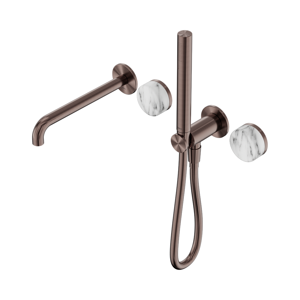 SERENITY PROGRESSIVE SHOWER SYSTEM WITH SPOUT WITH ARABESCATO CORCHIA HANDLE AND SLIM SHOWER BRUSHED BRONZE (24E010BZ)