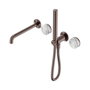 SERENITY PROGRESSIVE SHOWER SYSTEM WITH SPOUT WITH ARABESCATO CORCHIA HANDLE AND SLIM SHOWER BRUSHED BRONZE (24E010BZ)