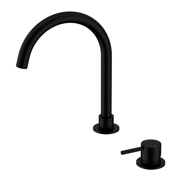 MECCA HOB BASIN MIXER ROUND SWIVEL SPOUT MATTE BLACK (NR221901bMB)