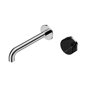 Serenity Progressive Wall Basin Mixer 160/185/220mm Spout With Marquina Black Handle Chrome