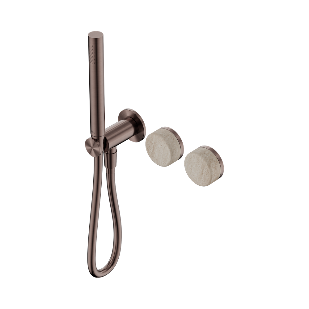 SERENITY PROGRESSIVE SHOWER SYSTEM WITH ROME TRAVERTINE HANDLE AND SLIM SHOWER BRUSHED BRONZE (24E021BZ)