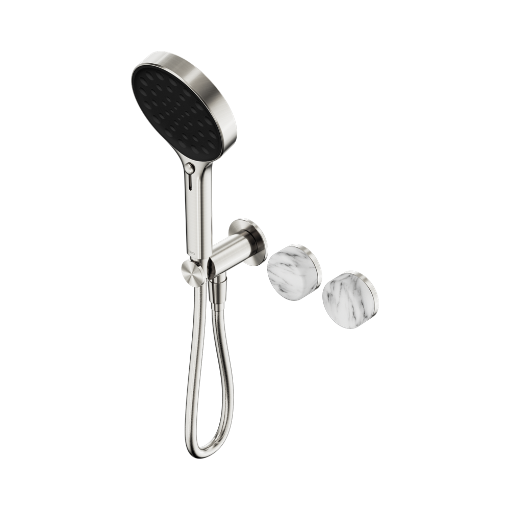 SERENITY PROGRESSIVE SHOWER SYSTEM WITH ARABESCATO CORCHIA HANDLE AND SERENITY HAND SHOWER BRUSHED NICKEL (24E028BN)