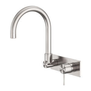 MECCA WALL BASIN/BATH MIXER SWIVEL SPOUT BRUSHED NICKEL (NR221910QBN)