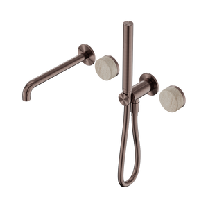 SERENITY PROGRESSIVE SHOWER SYSTEM WITH SPOUT WITH ROME TRAVERTINE HANDLE AND SLIM SHOWER BRUSHED BRONZE (24E009BZ)