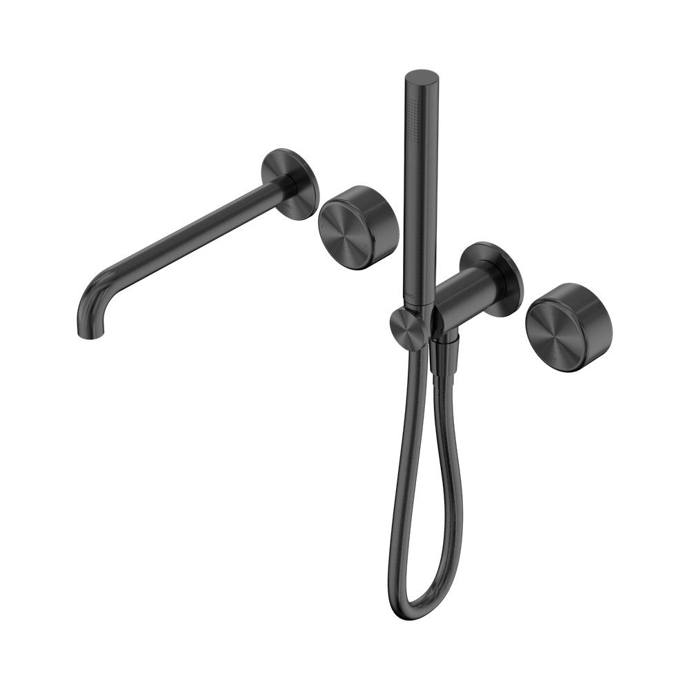 SERENITY PROGRESSIVE SHOWER SYSTEM WITH SPOUT WITH METAL HANDLE AND SLIM SHOWER GUN METAL (24E012GM)