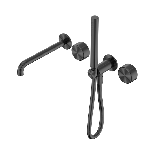 SERENITY PROGRESSIVE SHOWER SYSTEM WITH SPOUT WITH METAL HANDLE AND SLIM SHOWER GUN METAL (24E012GM)