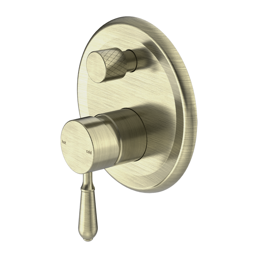 YORK SHOWER MIXER WITH DIVERTOR WITH METAL LEVER AGED BRASS (NR692109A02AB)