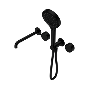 SERENITY PROGRESSIVE SHOWER SYSTEM WITH SPOUT WITH METAL HANDLE AND SERENITY HAND SHOWER MATTE BLACK (24E018MB)