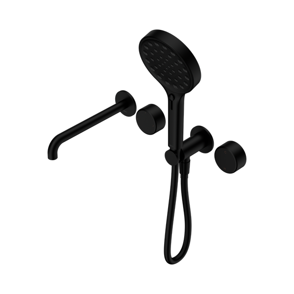 SERENITY PROGRESSIVE SHOWER SYSTEM WITH SPOUT WITH METAL HANDLE AND SERENITY HAND SHOWER MATTE BLACK (24E018MB)