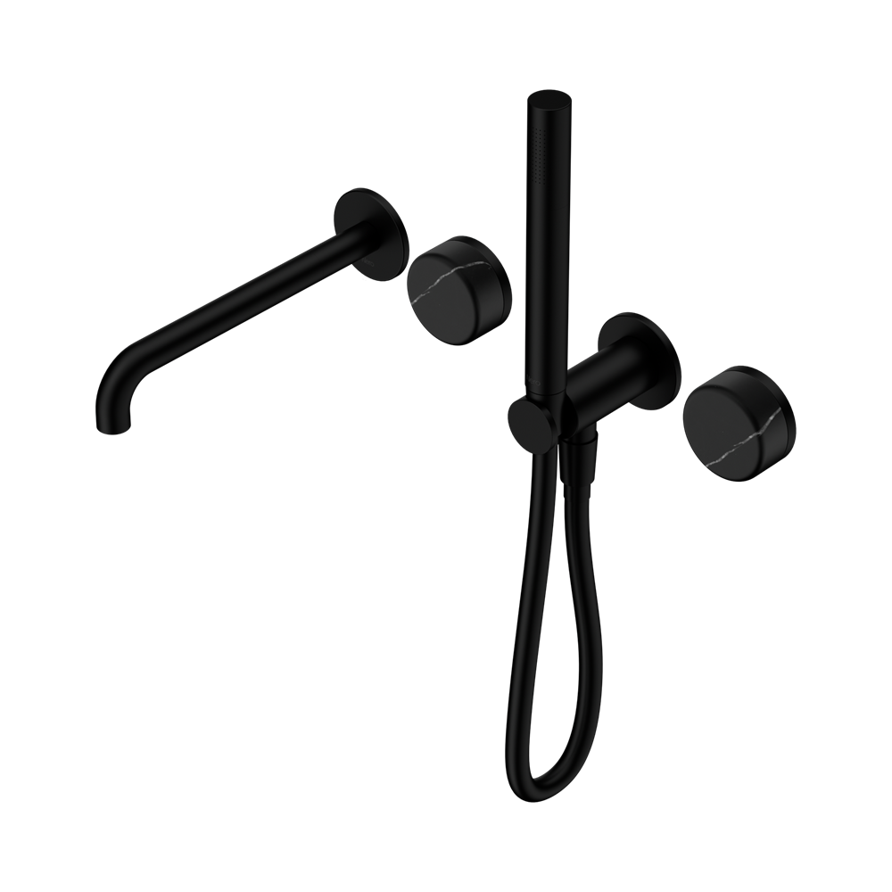 SERENITY PROGRESSIVE SHOWER SYSTEM WITH SPOUT WITH MARQUINA BLACK HANDLE AND SLIM SHOWER MATTE BLACK (24E129MB)
