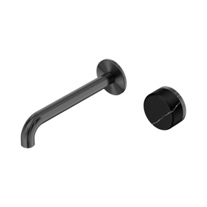 Serenity Progressive Wall Basin Mixer 160/185/220mm Spout With Marquina Black Handle Gun Metal