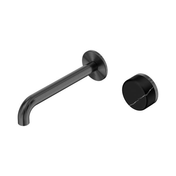 Serenity Progressive Wall Basin Mixer 160/185/220mm Spout With Marquina Black Handle Gun Metal