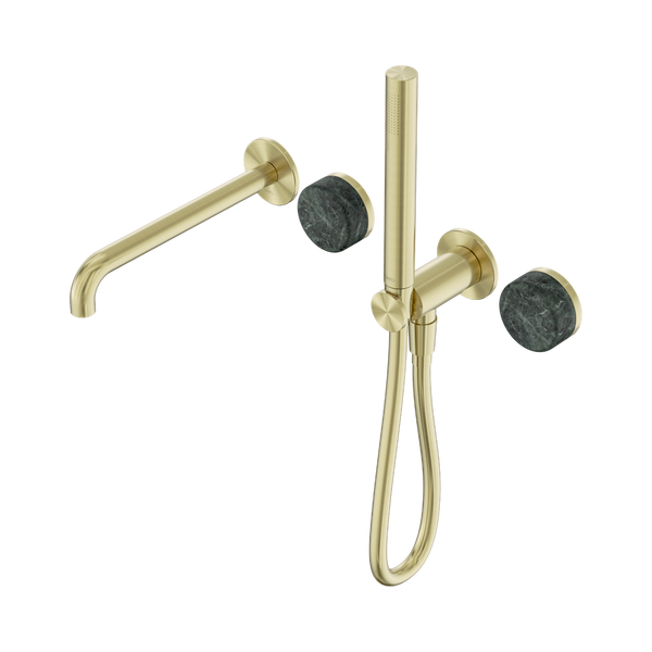 SERENITY PROGRESSIVE SHOWER SYSTEM WITH SPOUT WITH VERDE ALPI HANDLE AND SLIM SHOWER BRUSHED GOLD (24E008BG)