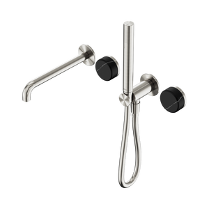 SERENITY PROGRESSIVE SHOWER SYSTEM WITH SPOUT WITH MARQUINA BLACK HANDLE AND SLIM SHOWER BRUSHED NICKEL (24E129BN)