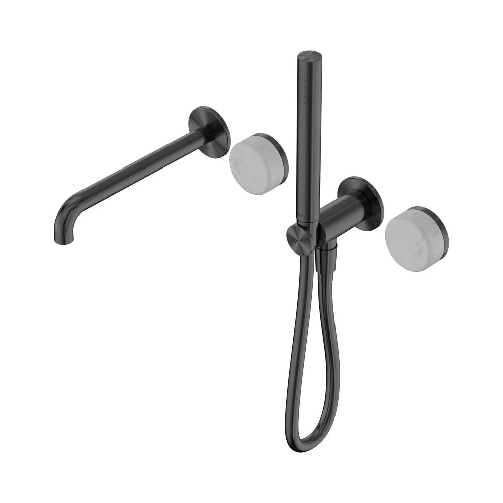 SERENITY PROGRESSIVE SHOWER SYSTEM WITH SPOUT WITH CARRARA HANDLE AND SLIM SHOWER GUN METAL (24E007GM)