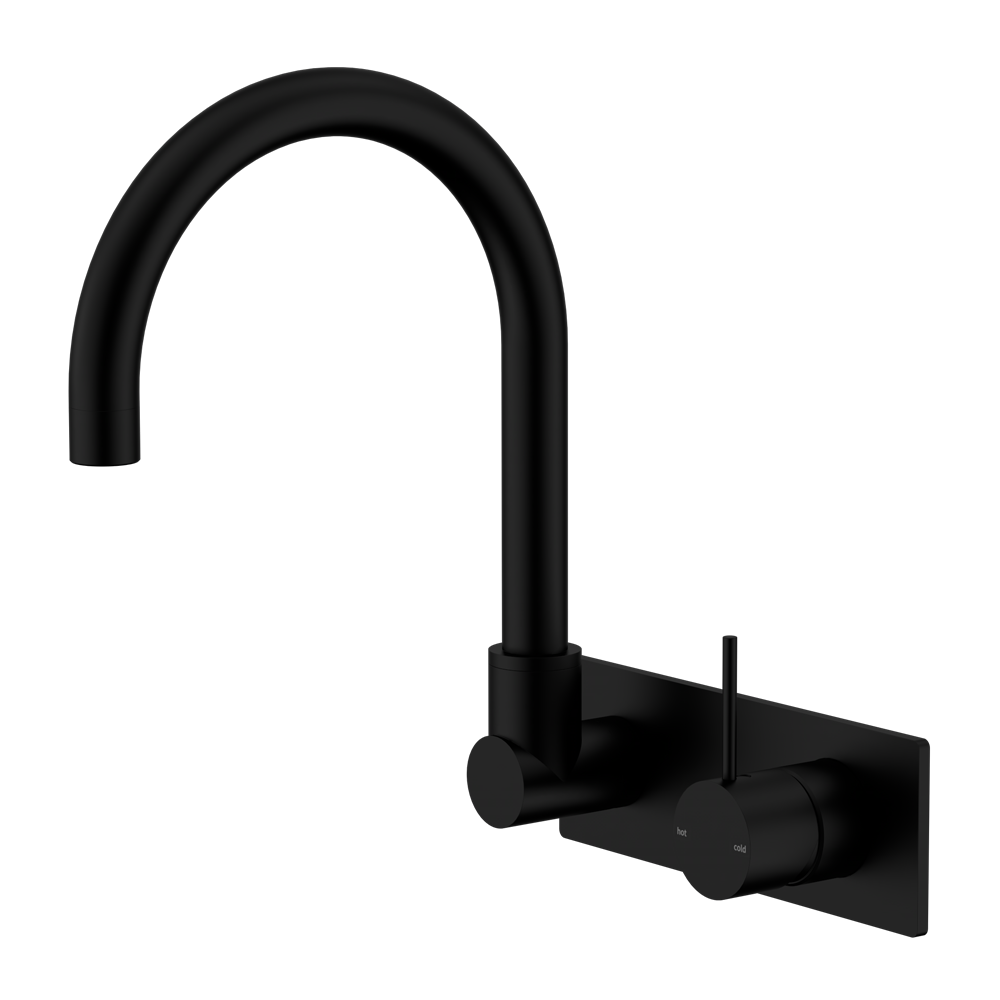 MECCA WALL BASIN/BATH MIXER SWIVEL SPOUT HANDLE UP MATTE BLACK (NR221910PMB)