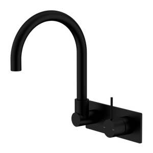 MECCA WALL BASIN/BATH MIXER SWIVEL SPOUT HANDLE UP MATTE BLACK (NR221910PMB)