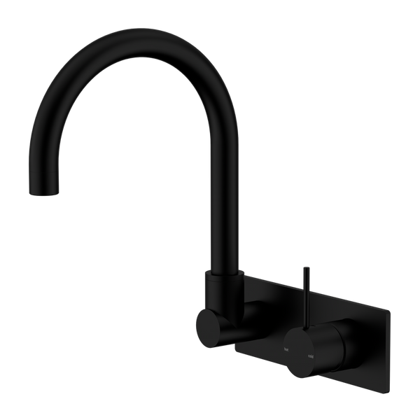 MECCA WALL BASIN/BATH MIXER SWIVEL SPOUT HANDLE UP MATTE BLACK (NR221910PMB)