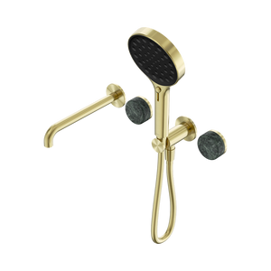 SERENITY PROGRESSIVE SHOWER SYSTEM WITH SPOUT WITH VERDE ALPI HANDLE AND SERENITY HAND SHOWER BRUSHED GOLD (24E014BG)