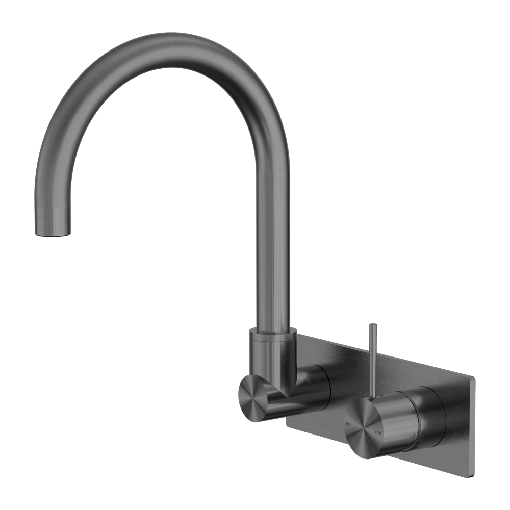 MECCA WALL BASIN/BATH MIXER SWIVEL SPOUT HANDLE UP GUN METAL (NR221910PGM)