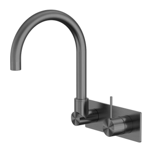 MECCA WALL BASIN/BATH MIXER SWIVEL SPOUT HANDLE UP GUN METAL (NR221910PGM)