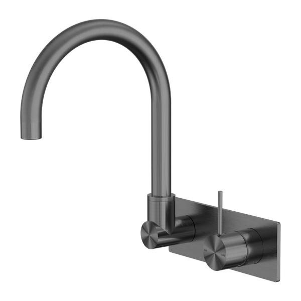 MECCA WALL BASIN/BATH MIXER SWIVEL SPOUT HANDLE UP GUN METAL (NR221910PGM)