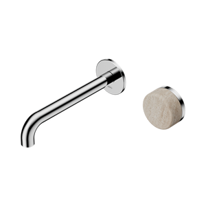 Serenity Progressive Wall Basin Mixer 160/185/220mm Spout With Rome Travertine Handle Chrome