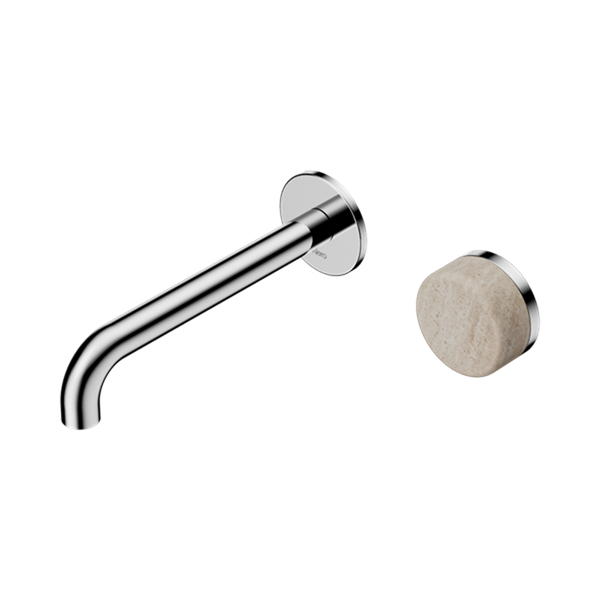 Serenity Progressive Wall Basin Mixer 160/185/220mm Spout With Rome Travertine Handle Chrome