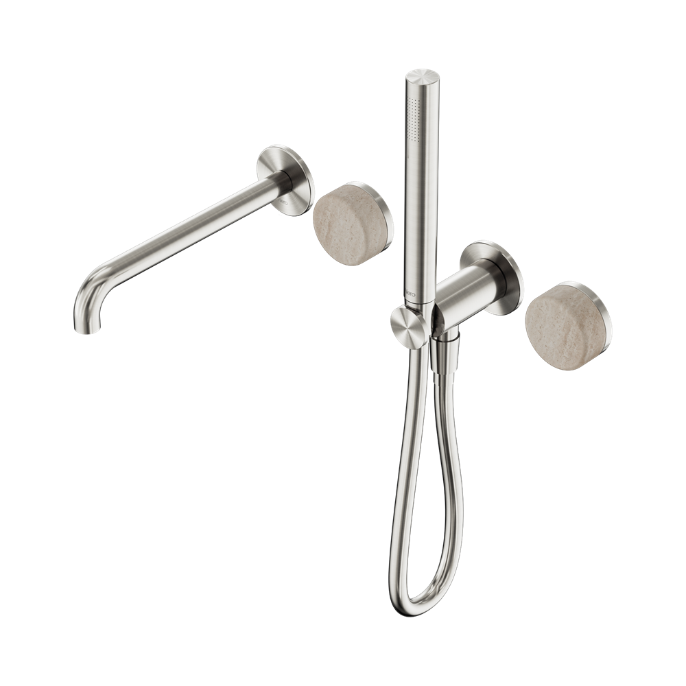 SERENITY PROGRESSIVE SHOWER SYSTEM WITH SPOUT WITH ROME TRAVERTINE HANDLE AND SLIM SHOWER BRUSHED NICKEL (24E009BN)